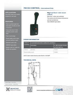Single Flush/Side Mount Dual Action Control for Sail Boats Teleflex ...